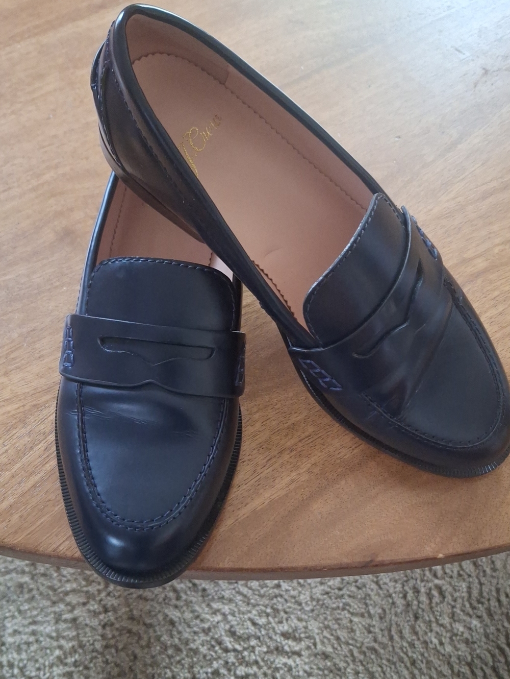 J Crew Women's Navy Leather Penny Loafers 5.5